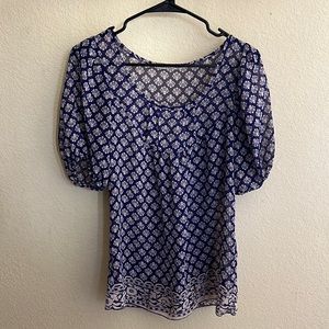 Anthropologie (Girl Talk) Blue print blouse - S